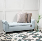 Wooden Twist Zamansız Button Tufted Design Premium Wood 2 Seater Storage Bench (Light Sky) - Wooden Twist UAE